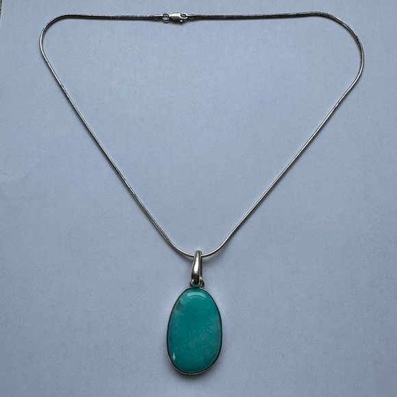 elligators Jewelry - Sterling Silver 925 Chris Bales Elligators Amazonite Pendant & Necklace